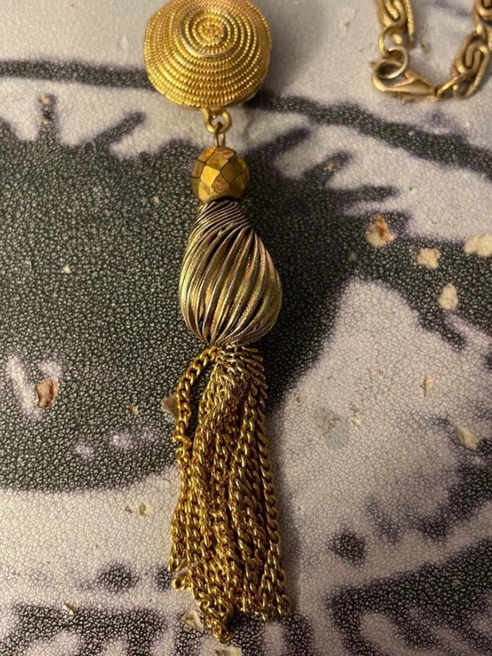Gold-Tone Tassel Pendant Necklace for Women